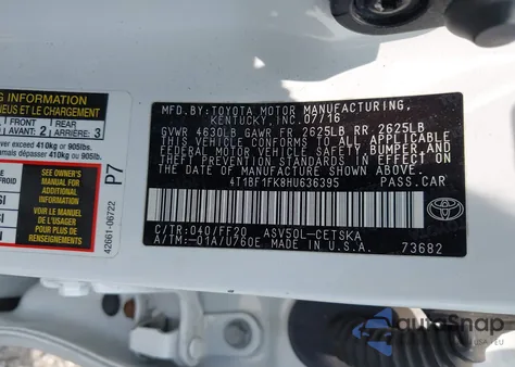 2017 Toyota Camry Se z USA, uszkodzony, nr VIN 4T1BF1FK8HU636395